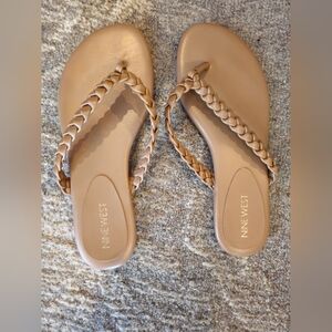NINE WEST Wantit Flat Slide Sandals -7 / M / dark nude/carmel brow